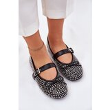 Boto Embellished Ballet Flats With Bow And Strap Black Zdivisa | Shoptok.si