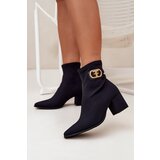 Zazoo Women's Heeled Boots With Gold Detail 3128 Black | shoptok.hr