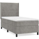 Box spring krevet s madracem svjetlosivi 90x190 cm baršunasti | shoptok.hr