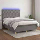 Krevet box spring s madracem LED tamnosivi 140x200 cm tkanina Cijene