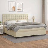  Box spring postelja z vzmetnico krem 200x200 cm umetno usnje, (20893143) | Shoptok.si