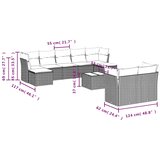  10-dijelni set vrtnih sofa od poliratana s jastucima smeđi | shoptok.hr