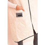 Kesi Włoski Women's quilted Plus Size vest with a hood, zip-up, light beige | Shoptok.si