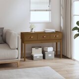 Maison Chic konzolna miza - miza ob steni medeno rjava 114x40x75 cm trdna borovina, (21786040) | Shoptok.si