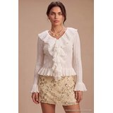 TRENDYOLMILLA Trendyol ženski duks Ecru V-Neck Ruffled Spanish Sleeve Knitwear Cardigan Twoaw27Hi00158 | Eponuda.com