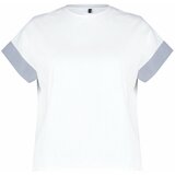 Trendyol curve white line fabric detailed oversize knitted t-shirt Cene