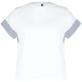 Trendyol Curve White Line Fabric Detailed Oversize Knitted T-Shirt