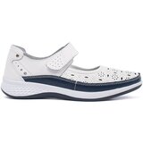 GOODIN Perforated leather sandals white and navy blue | ePonuda.com