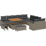 13-delni Vrtni Sofa Set z Blazinami Sivi Poli Ratan Akacija | Shoptok.si