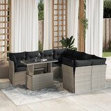Maison Chic Seti vrtnega pohištva - Vrtna garnitura - Vrtni pohištvo set 9-delna z blazinami sv. siv poli ratan, (21798341) | Shoptok.si