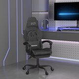 Okretna igraća stolica s osloncem za noge crna od umjetne kože | shoptok.hr