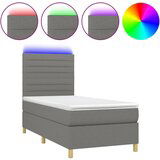 Maison Chic Box spring postelja - Vzmetna postelja z vzmetnico LED temno siva 90x190 cm blago SL22479, (21900181) Cene
