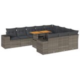  10-dijelni set vrtnih sofa poliratan i bagrem s jastucima sivi | shoptok.hr