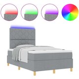 vidaXL Krevet s Box Springom s madracem & LED svjetlom u svjetlosivoj boji 120x190 cm | shoptok.hr