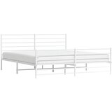  Metalni okvir kreveta uzglavlje i podnožje bijeli 193x203 cm | shoptok.hr