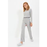 Trendyol Gray Elastic Detailed Knitted Pajamas Set Cene