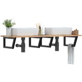  Zidna polica za umivaonik od čelika i masivnog bagremovog drva Smeđa 140 x 50 x 2 cm | Shoptok.si