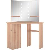 vidaXL Kutni toaletni stolić s LED svjetlom boja hrasta 111x54x141,5cm | shoptok.hr