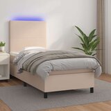  Box spring postelja z vzmetnico LED kapučino 80x200cm um. usnje, (20899825) Cene