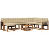 vidaXL Zunanja garnitura za sedenje z blazino 9 pcs Naravna in bež, (5000281408) | Shoptok.si