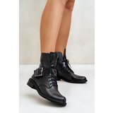 Zazoo 2949 Leather Boots With Buckle Black Cene
