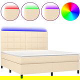  Krevet box spring s madracem LED krem 160x200 cm od tkanine | shoptok.hr