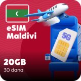 Ananas eSIM Maldivi eSIM kartica - 20GB prepaid mobilnih podataka za 30 dana Cene