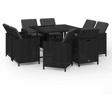  9-dijelni vrtni blagovaonski set s jastucima crni od poliratana Crna Dužina stola 109 cm | shoptok.hr