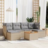 Maison Chic Seti vrtnega pohištva - Vrtna garnitura - Vrtni pohištvo set 7-delna z blazinami bež poli ratan, (21804222) | Shoptok.si