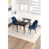 Hanah home trpezarijski set Arp, sto i 2 stolice, ploča u dekoru crnog mermera, teget tkanina Babyface | Eponuda.com