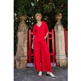 Marisse Red Viscose Wide-Leg Trousers | shoptok.hr