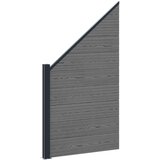 vidaXL Set ograde 95 x 180 cm WPC i aluminij Siva - Siva 1 kosi odjeljak (tamnosivi stup) Cijene