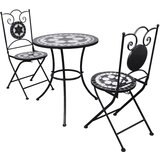 Bistro 3-dijelni bistro set s keramičkim pločicama crno-bijeli Cijene