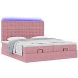 vidaXL Otomanski posteljni okvir z vzmetnicami roza 200x200cm žamet | Shoptok.si