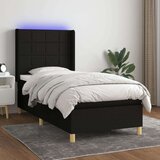  Box spring postelja z vzmetnico LED črna 80x200 cm blago, (20846639) Cene