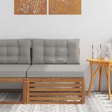  Vanjska srednja sofa Čvrsto drvo akacije Prirodna - Prirodna i svijetlo siva srednja sofa | shoptok.hr