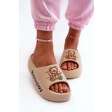 PS1 Light Women's Slides On Thick Sole With Plush Bear Dark Beige Serefina | Shoptok.si