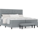 Box Spring Krevet s Madracem &amp Klupom Svjetlosiva 200x200 cm Tkanina | shoptok.hr