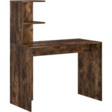  pisalna miza z omarico in policami, inženirski les, dimljeni oreh, 133,5x50x124 cm, 2 kos | Shoptok.si