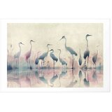  Plakat - Birds by the Lake - herons painted in watercolor in a delicate gray-pink palette 30x21 Bez okvira s margom | shoptok.hr
