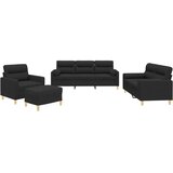  4-dijelni set sofa s jastucima crni od tkanine | shoptok.hr
