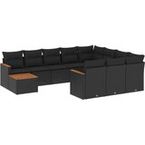  The Living Store Vrtna sedežna garnitura 11-delna z blazinami črn poli ratan - Vrtna Sedežna Garniture, (21452646) | Shoptok.si
