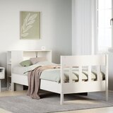 vidaXL Knjižna postelja brez vzmetnice bela 100x200 cm trdna borovina | Shoptok.si