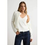 TRENDYOLMILLA Trendyol ženski set haljina Ecru Skirted Ruffled Athlete-Cardigan Knitwear, ecru | Eponuda.com