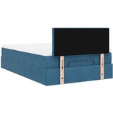 vidaXL Otomanski posteljni okvir z vzmetnico moder 120x200 cm žamet | Shoptok.si