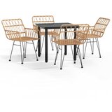 5-dijelni vrtni blagovaonski set od poliratana Smeđa Dužina stola 80 cm | shoptok.hr