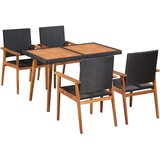 5-dijelni vrtni blagovaonski set od poliratana crno smeđi | shoptok.hr