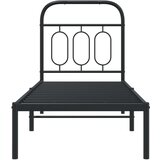 vidaXL Kovinski posteljni okvir z vzglavjem črn 75x190 cm | Shoptok.si