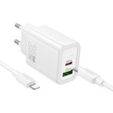 hoco. polnilec N61 GaN PD 20W USB-A, Type C s kablom Type C na Lightning za iPhone - bel | Shoptok.si