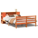 vidaXL Knjižna postelja brez vzmetnice vošč. rjava 135x190 cm borovina | Shoptok.si